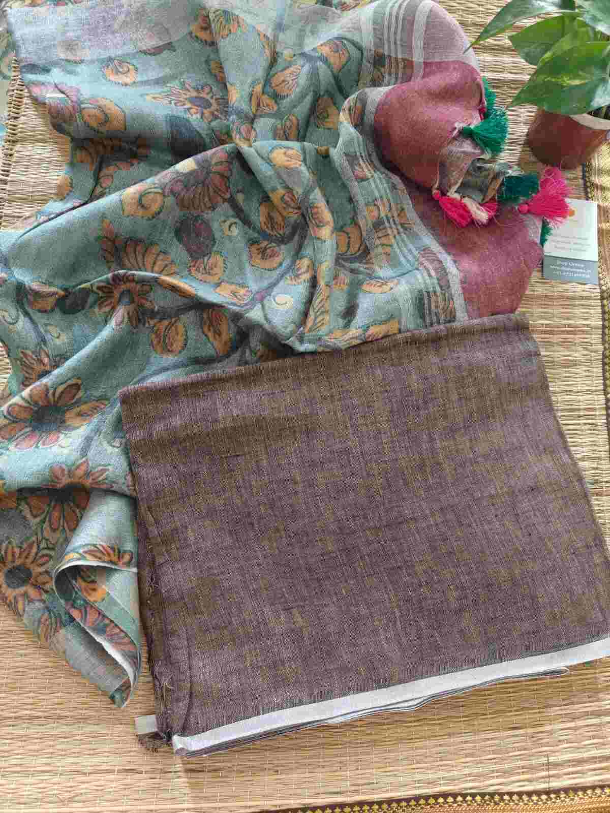 linen suit dupatta set - Desi Weaves