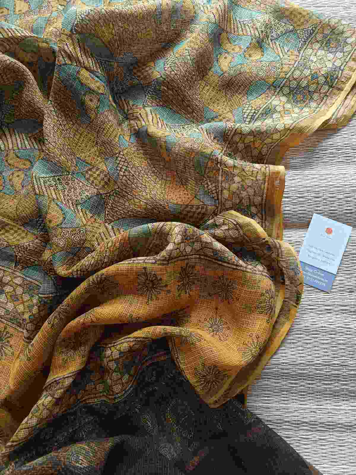 yellow ajrakh handblock print dupatta online