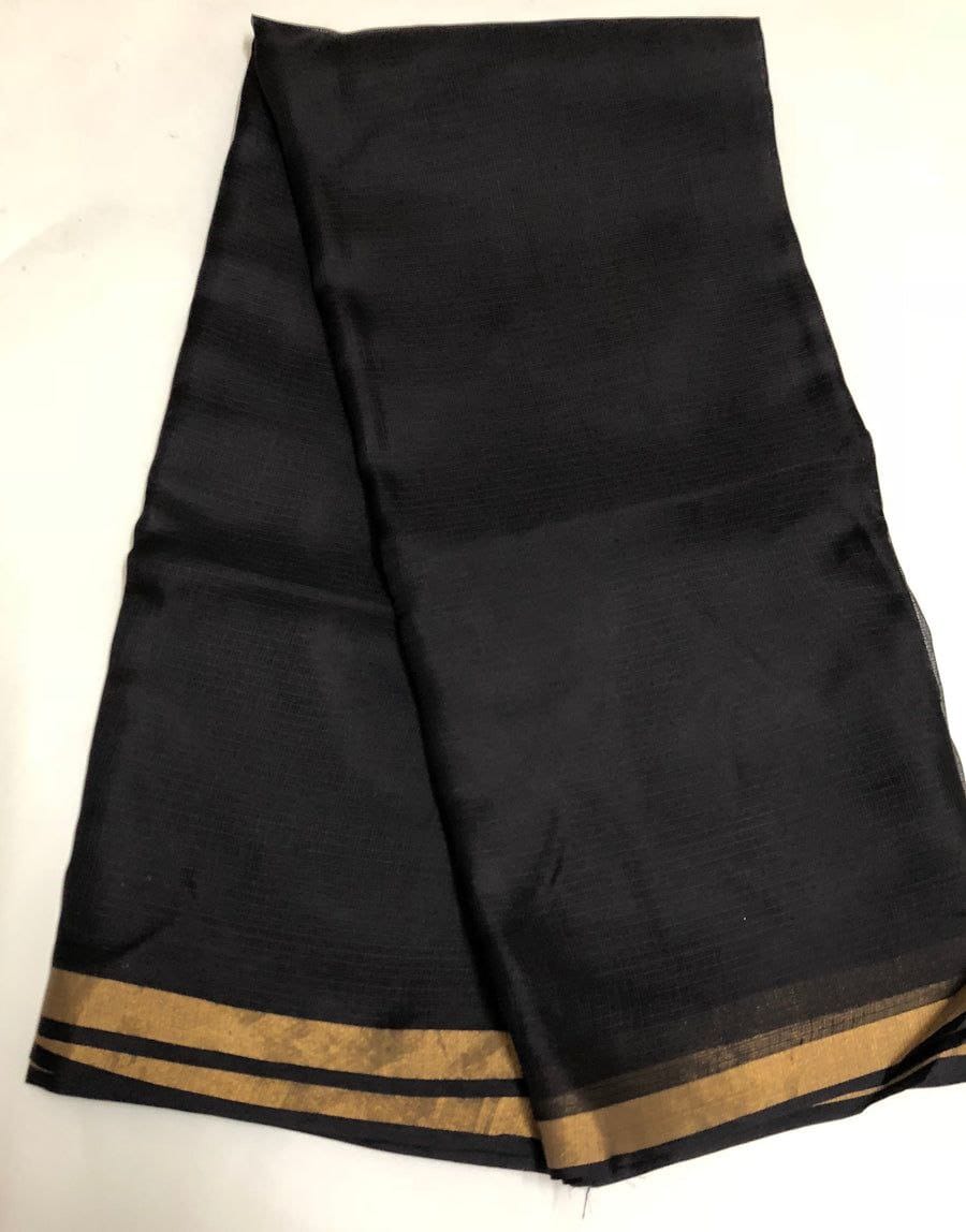 Black kota silk saree with a gold border