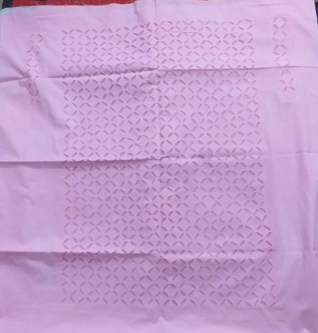 Dark Pink Hand Stitched Applique Work Kurta Fabric