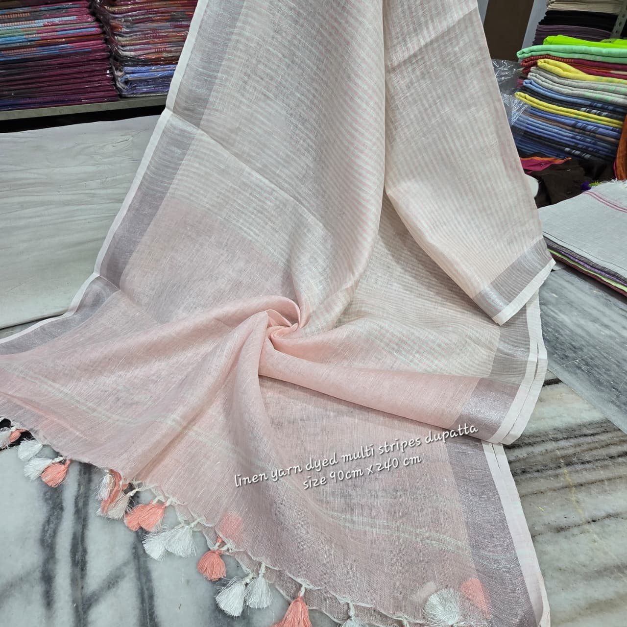 Linen dupatta online - Desi Weaves