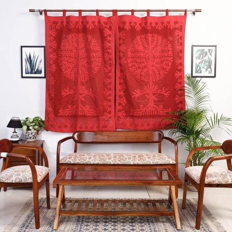 Hand Stitched Applique Cotton Curtain - Window 5ft x 3 ft