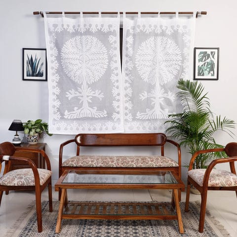 Hand Stitched Applique Cotton Curtain - Window 5ft x 3 ft