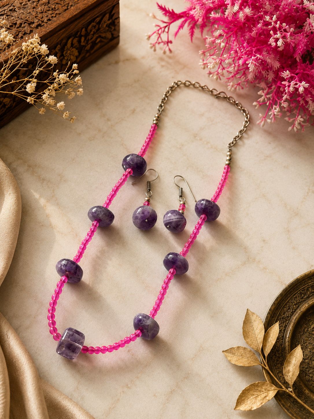 Natural Stone Necklace Set
