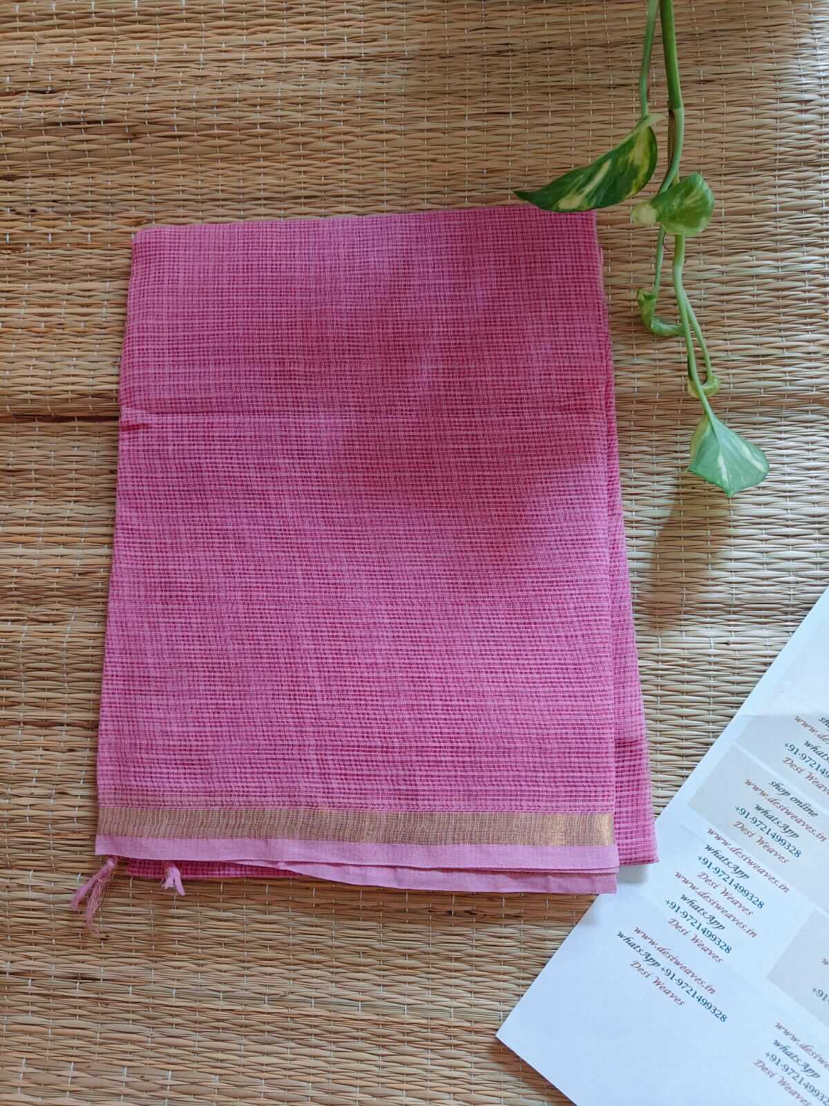 Dark Pink Cotton Kota Doria Zari Border Dupatta