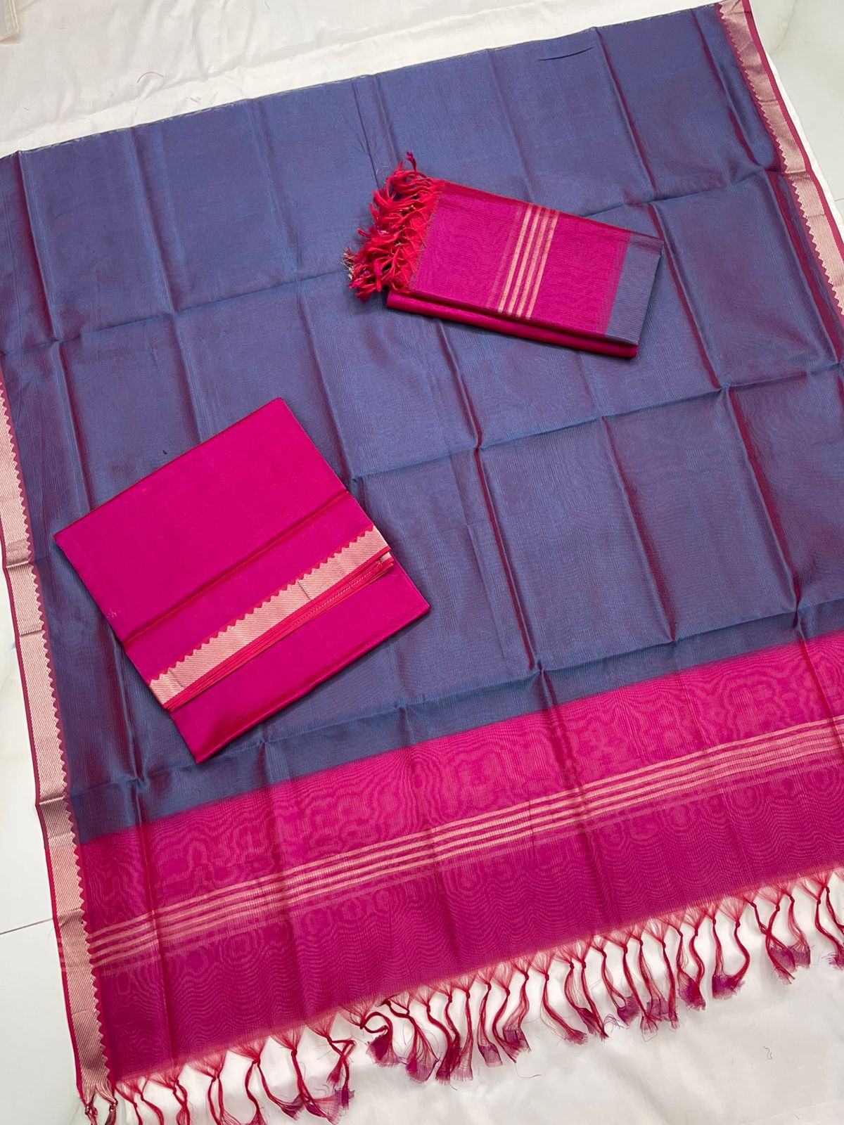 Handloom Mangalagiri Silk Suit Dupatta Set - Desi Weaves
