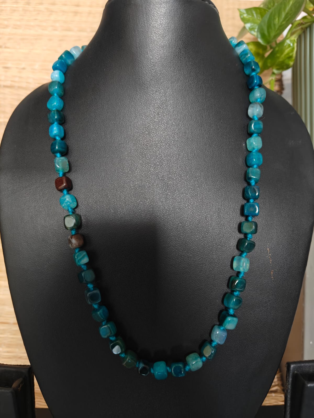 Blue Precious stones necklace online - Desi Weaves