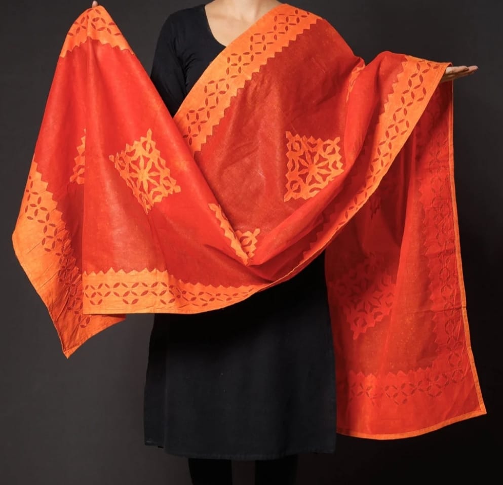 orange cotton dupatta online