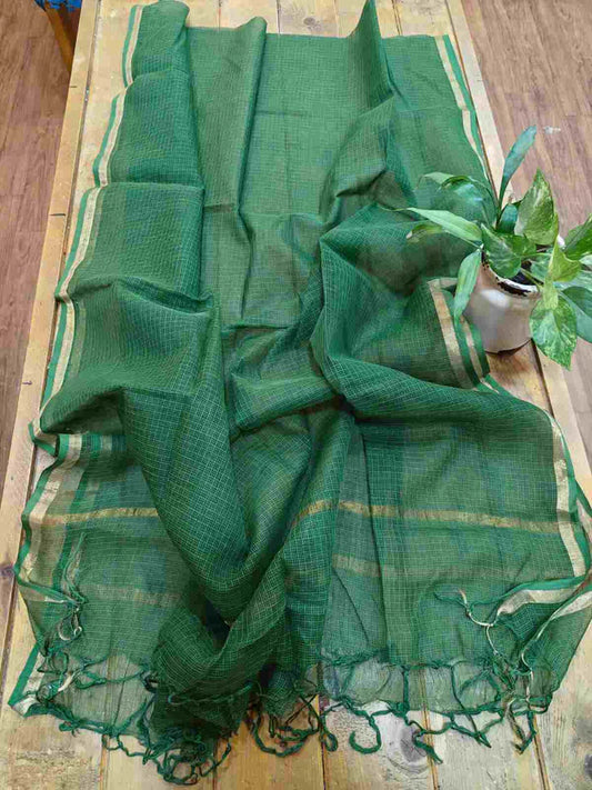 green kota doria dupatta  - Desi Weaves