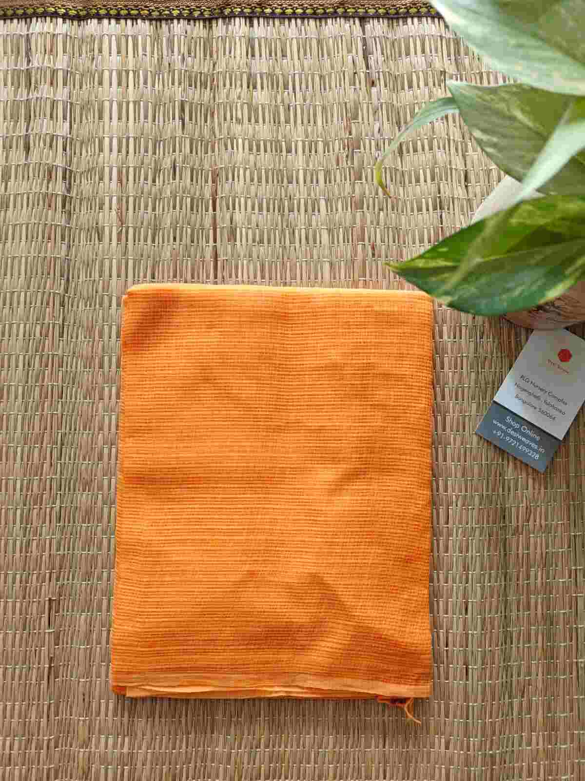 yellow cotton kota doria dupatta - desi weaves