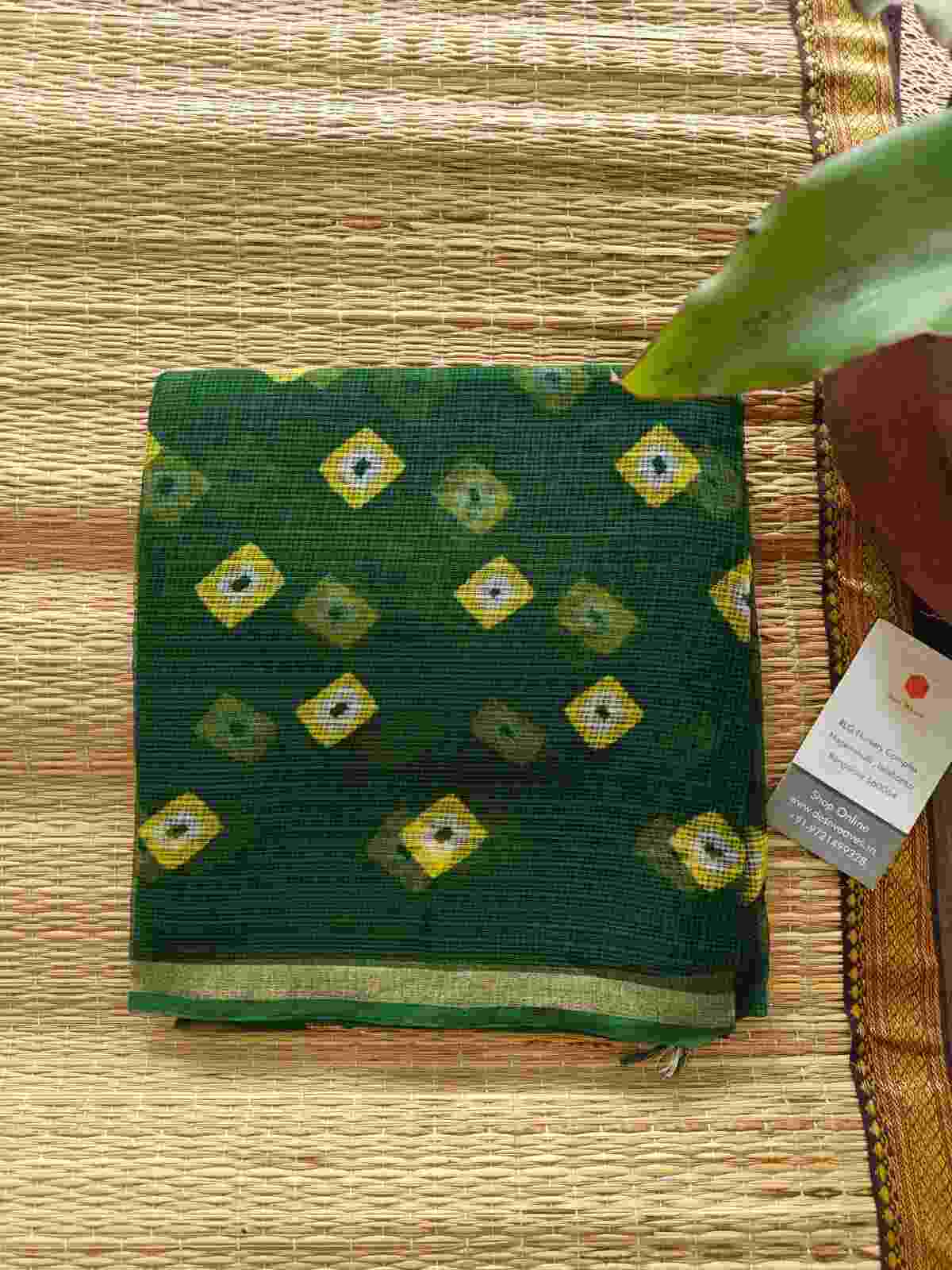 green cotton kota doria dupatta - Desi Weaves