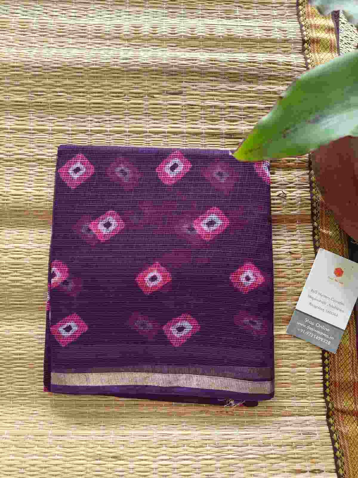 purple cotton kota doria dupatta - Desi Weaves