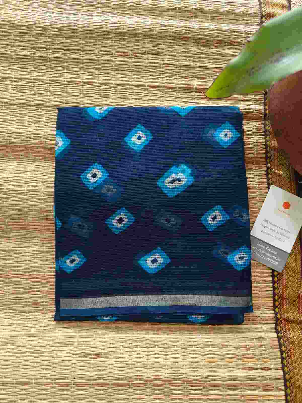 blue cotton kota doria dupatta - Desi Weaves