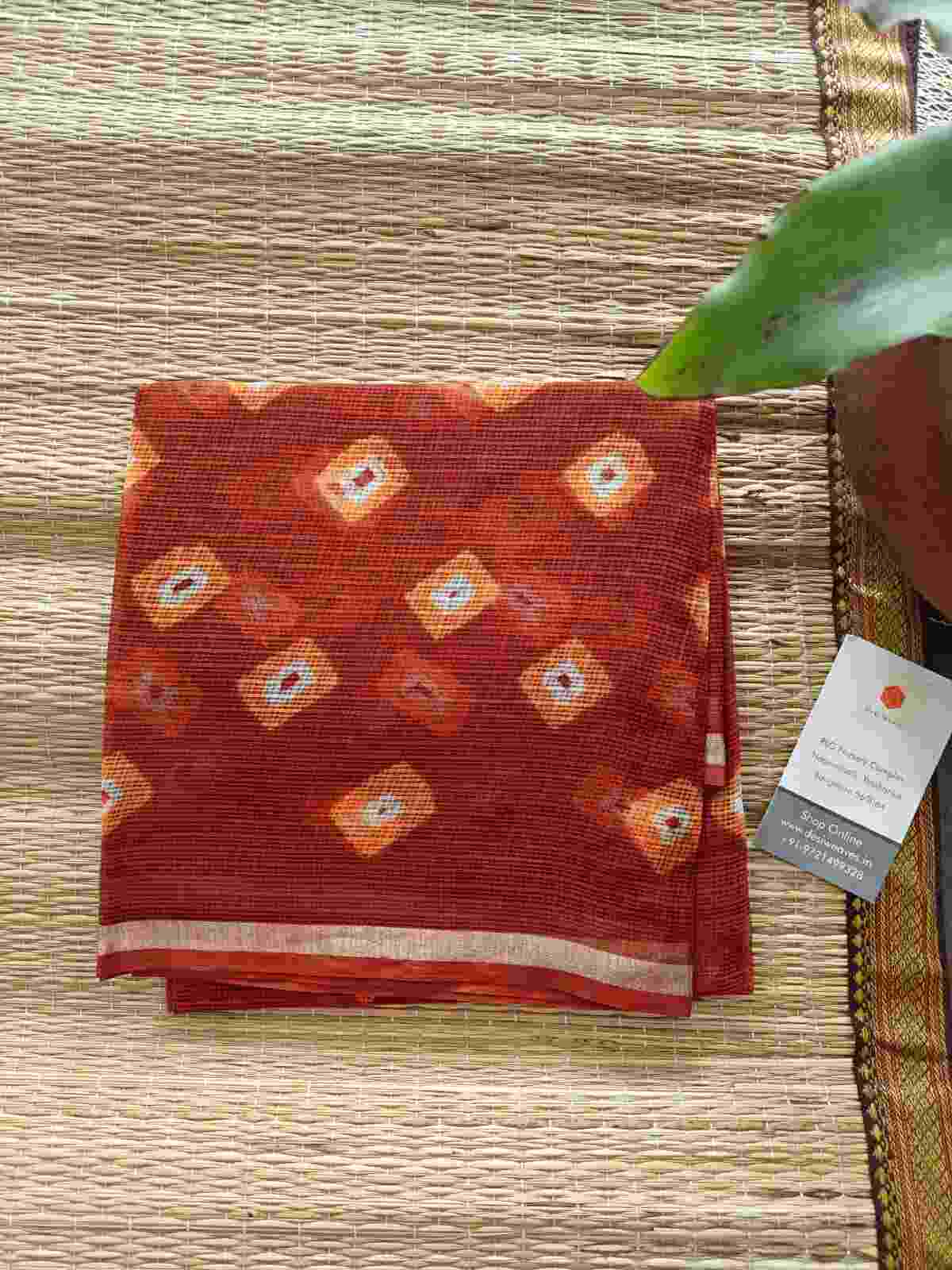 red cotton kota doria dupatta - Desi Weaves