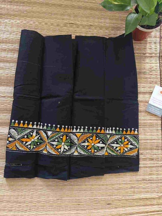 Hand Embroidered Kantha Stitch Cotton Blouse - Desi Weaves