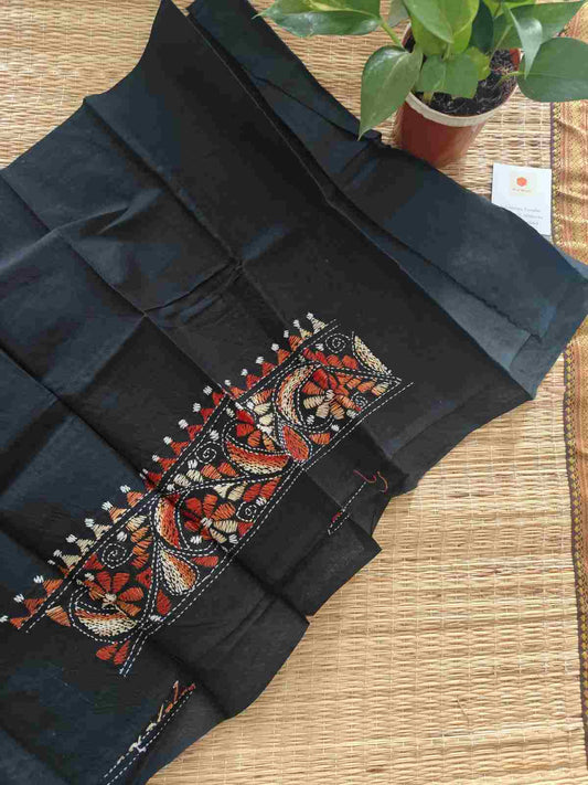 Hand Embroidered Kantha Stitch Cotton Blouse - Desi Weaves