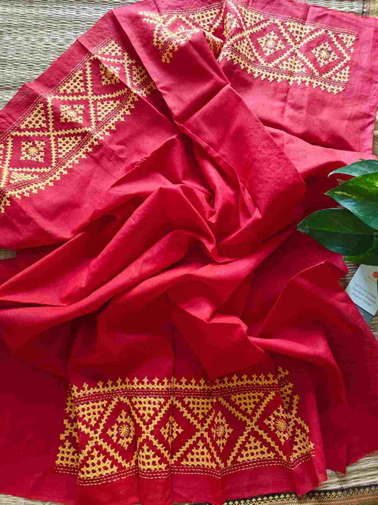 cotton kantha stitch blouse piece - desi weaves