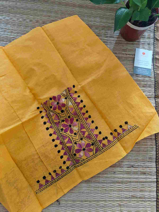 cotton kantha stitch blouse piece - desi weaves
