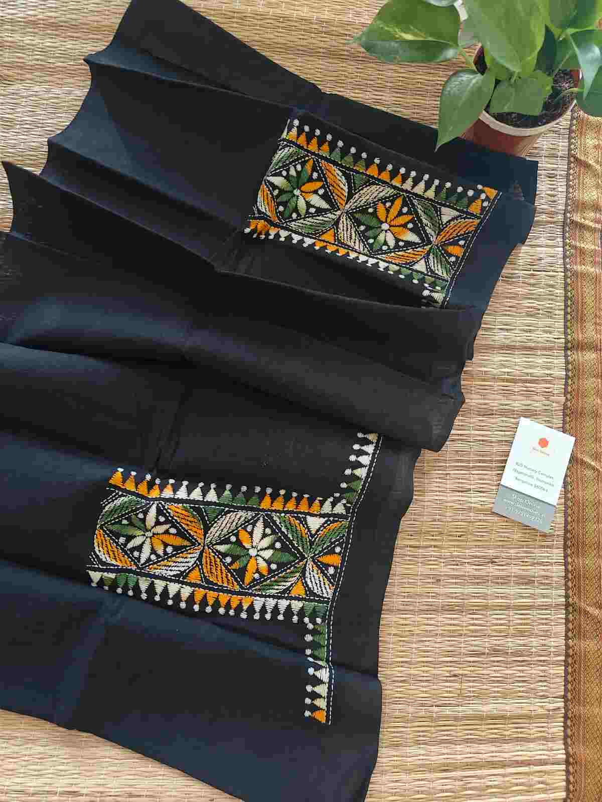cotton kantha stitch blouse piece - desi weaves