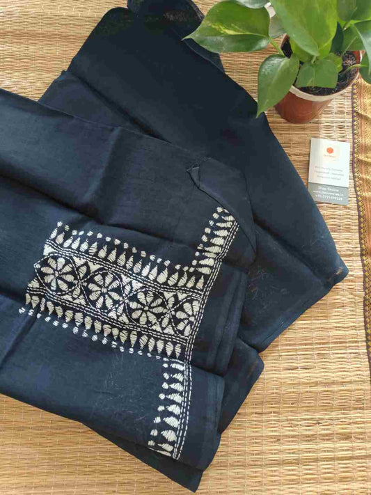 cotton kantha stitch blouse piece - desi weaves