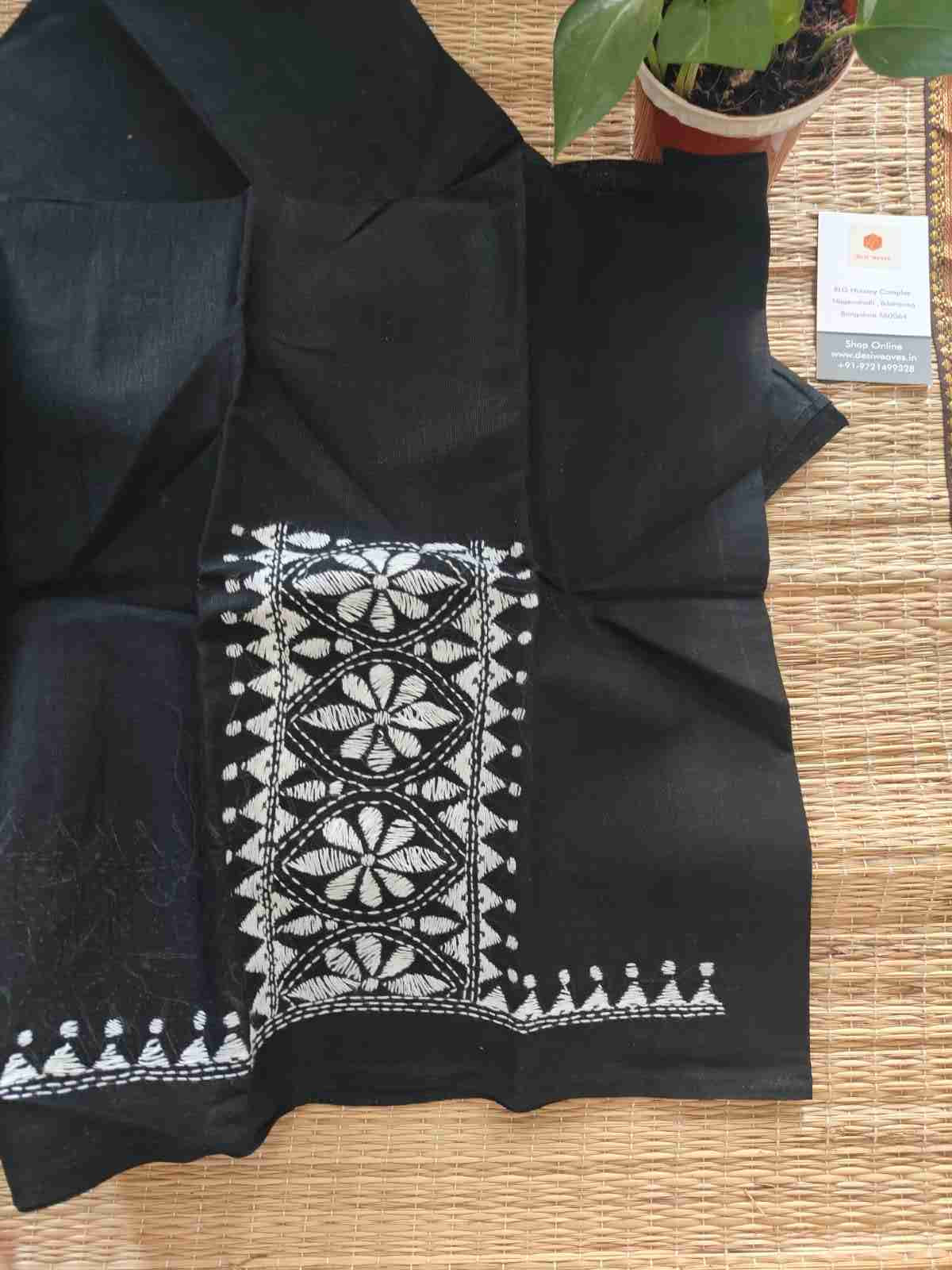 cotton kantha stitch blouse piece - desi weaves