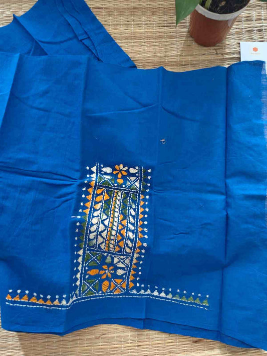 cotton kantha stitch blouse piece - desi weaves