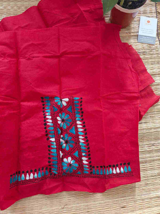 cotton kantha stitch blouse piece - desi weaves