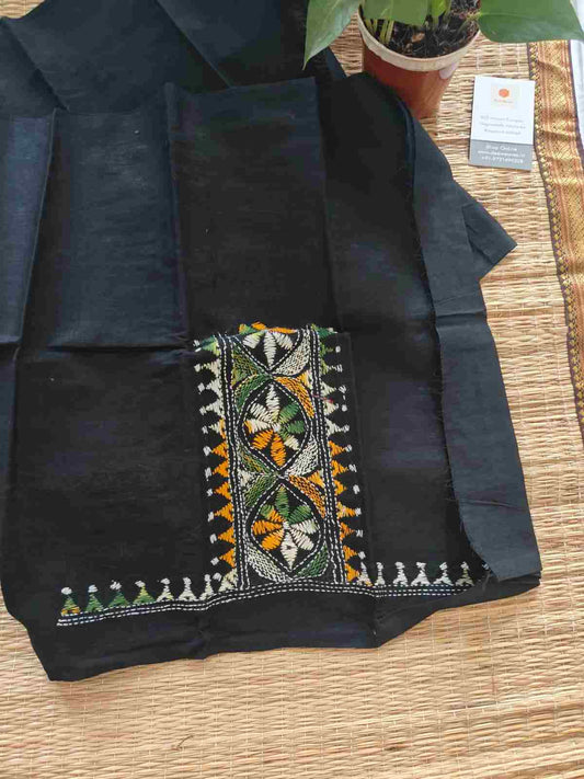 cotton kantha stitch blouse piece - desi weaves