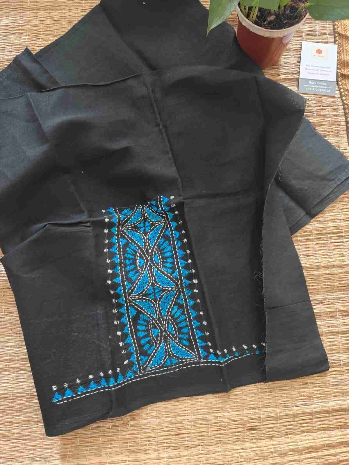 cotton kantha stitch blouse piece - desi weaves