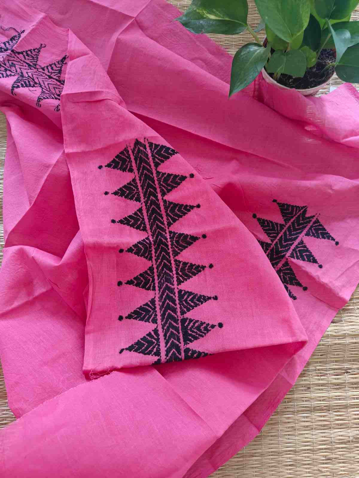 cotton kantha stitch blouse piece - desi weaves