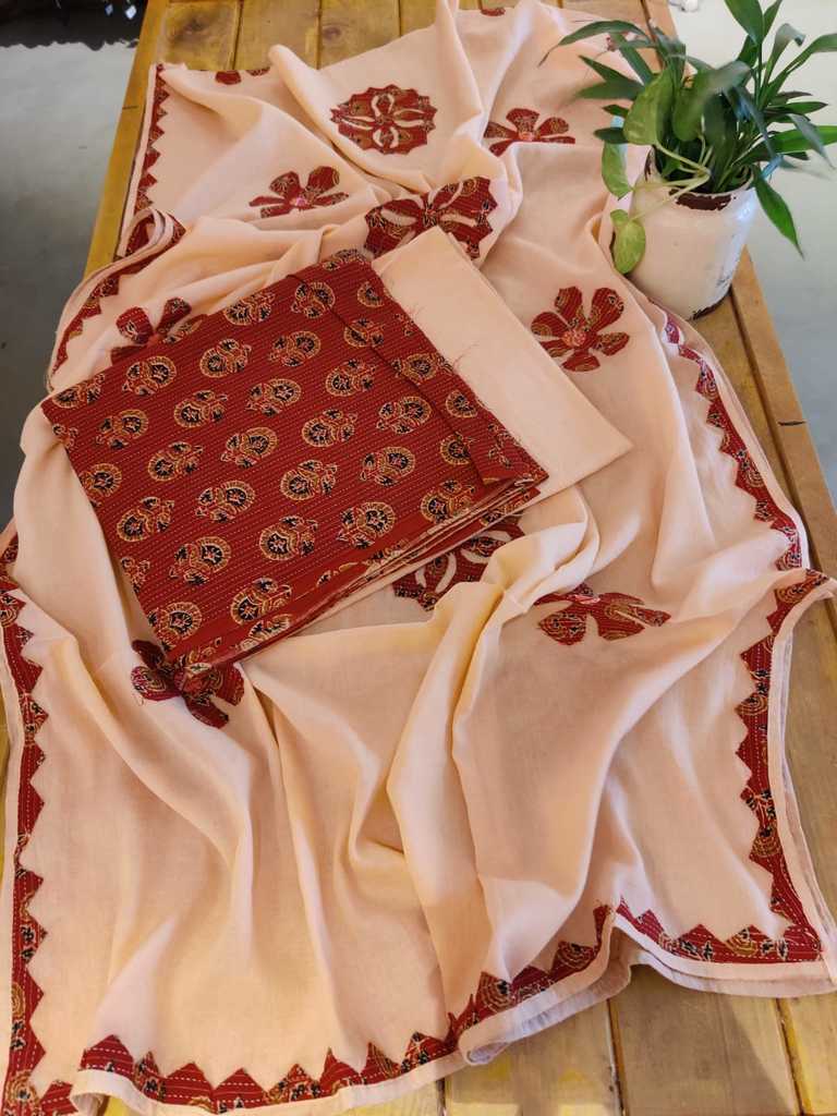 Eesha Handcrafted Applique Mull Cotton Suit Dupatta Set