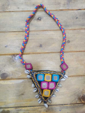 Kutch Hand Embroidered Fabric  Necklace - Desi Weaves