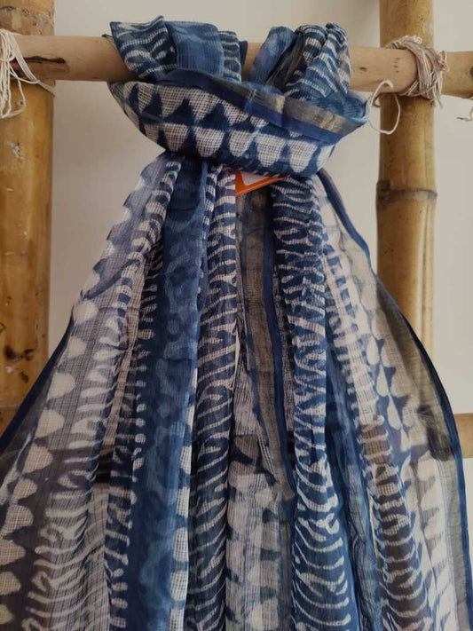 Handblock Print Kota Doria Dupatta Online - Desi Weaves