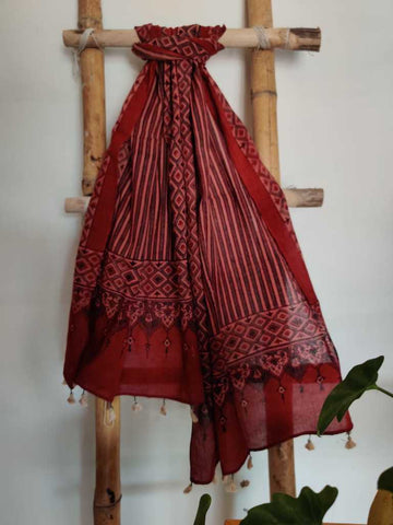 red mull cotton stoles - desi weave