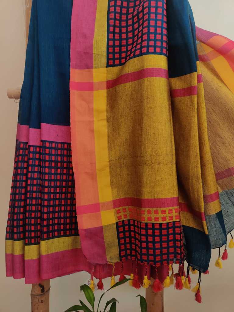Pure Linen Saree Online - Desi Weaves