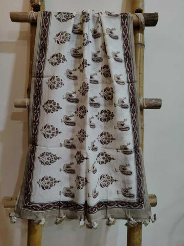Kaali Handblock Printed Mul Cotton Stole