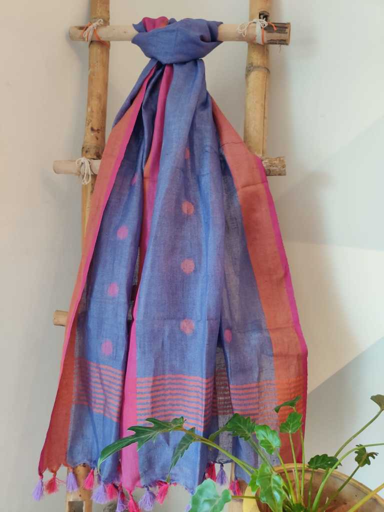 Handmade Pure Linen Dupatta Online - Desi Weaves