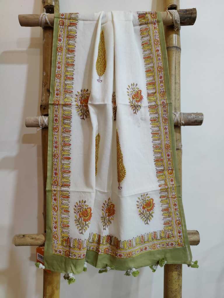 block print cotton stole - desi weaves