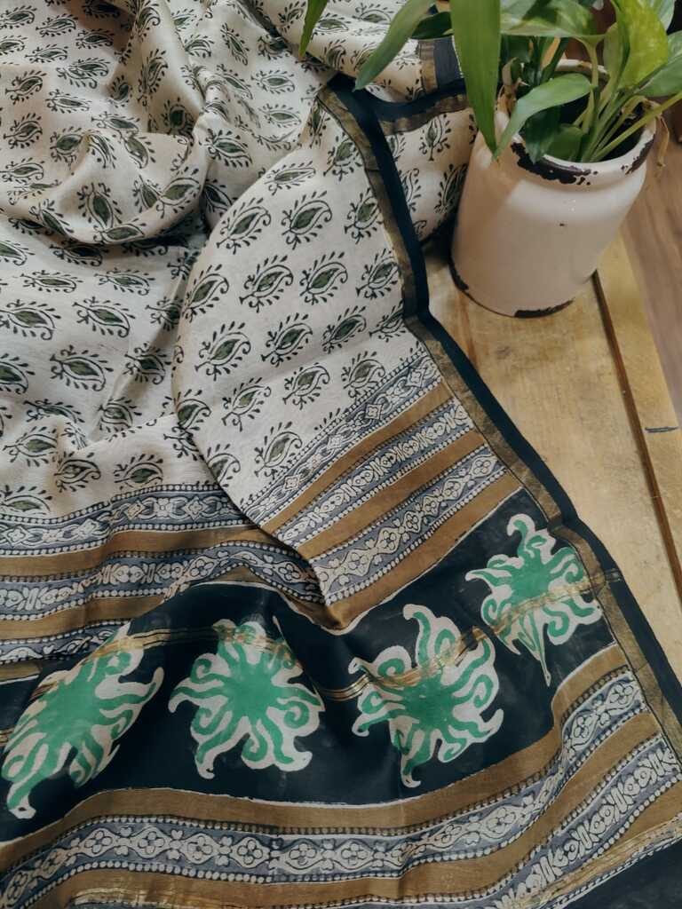 chanderi silk dupatta - desi weaves
