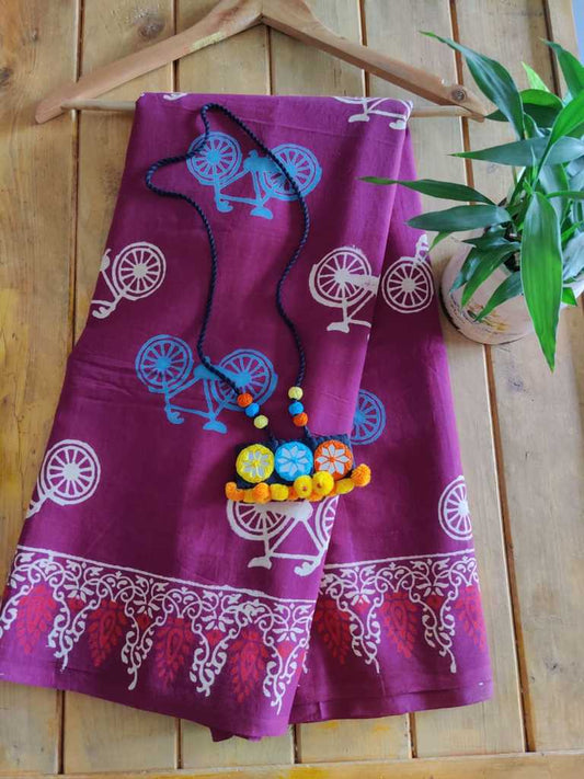 Block Print Mull Cotton  Dupatta  - Desi Weaves