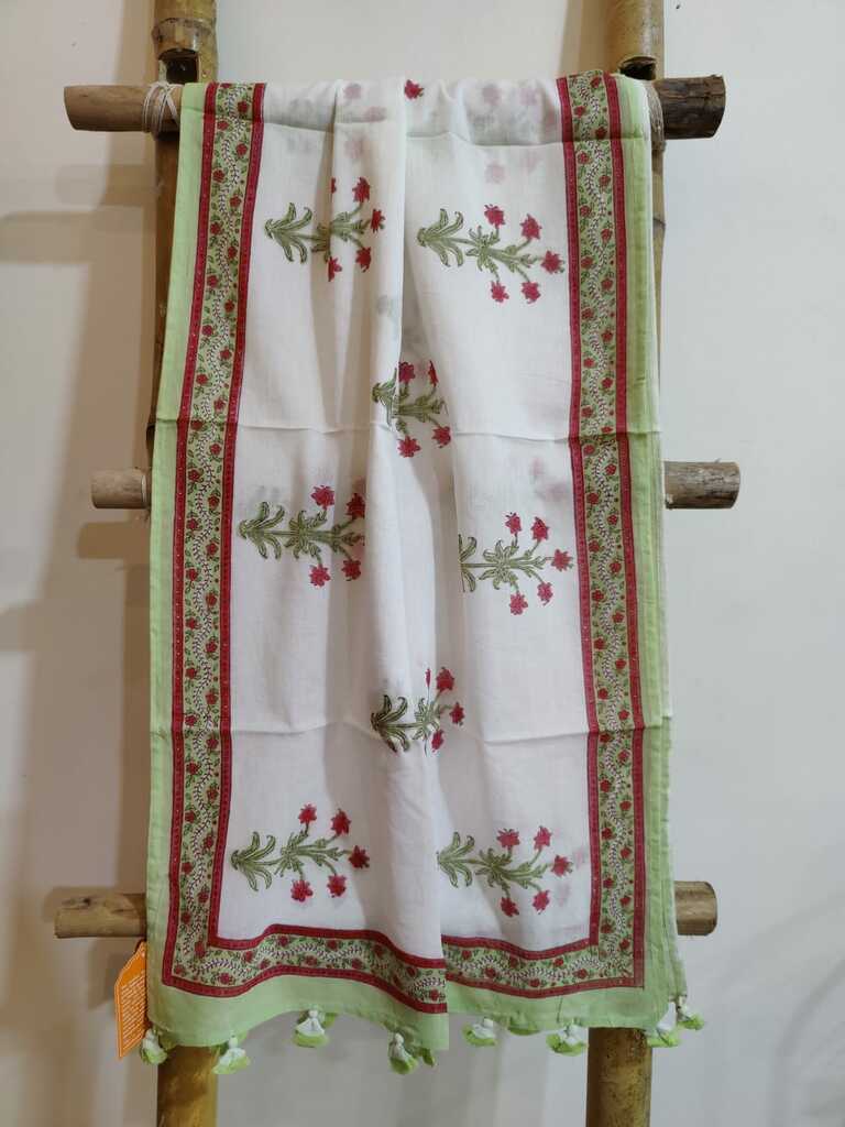 block print cotton stole - desi weaves