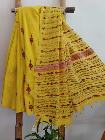 Peeley Haath Hand Embroidered Khesh Cotton Saree