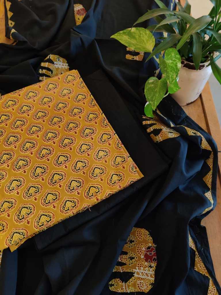 Applique Work Cotton Suit Dupatta Set - Desi Weaves