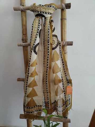 Lamhe Handcrafted Block Print Pure Linen  Dupatta