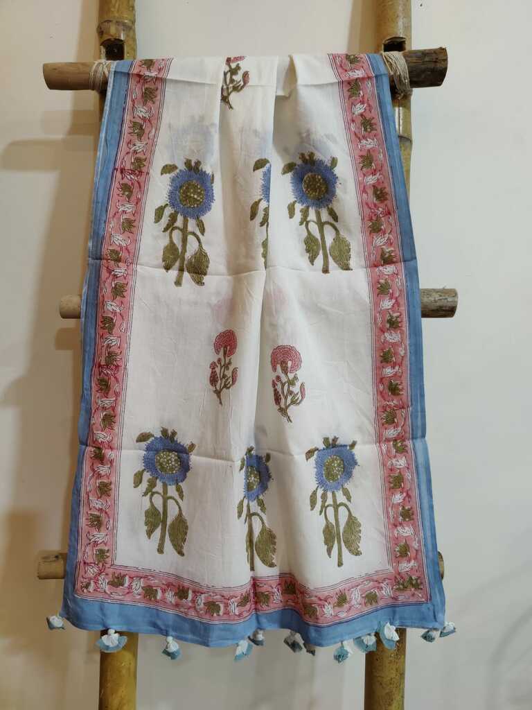 block print cotton stole - desi weaves