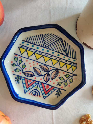 White & Blue Handpainted Small Plate