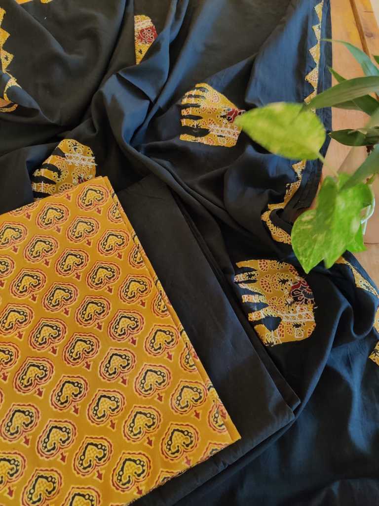 Applique Work Cotton Suit Dupatta Set - Desi Weaves