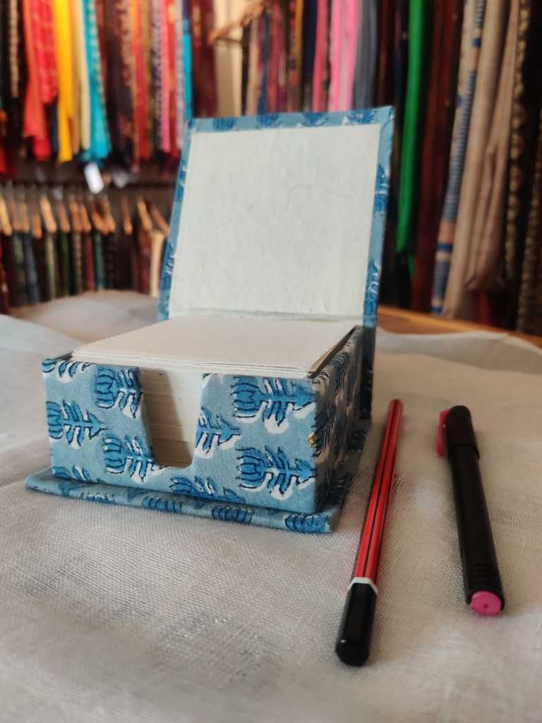 Blue Block Printed Handmade Paper Slip Box
