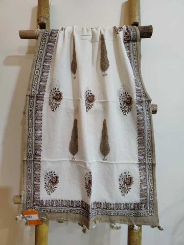 Gulabi Saanjhi Handblock Printed Mul Cotton Stole