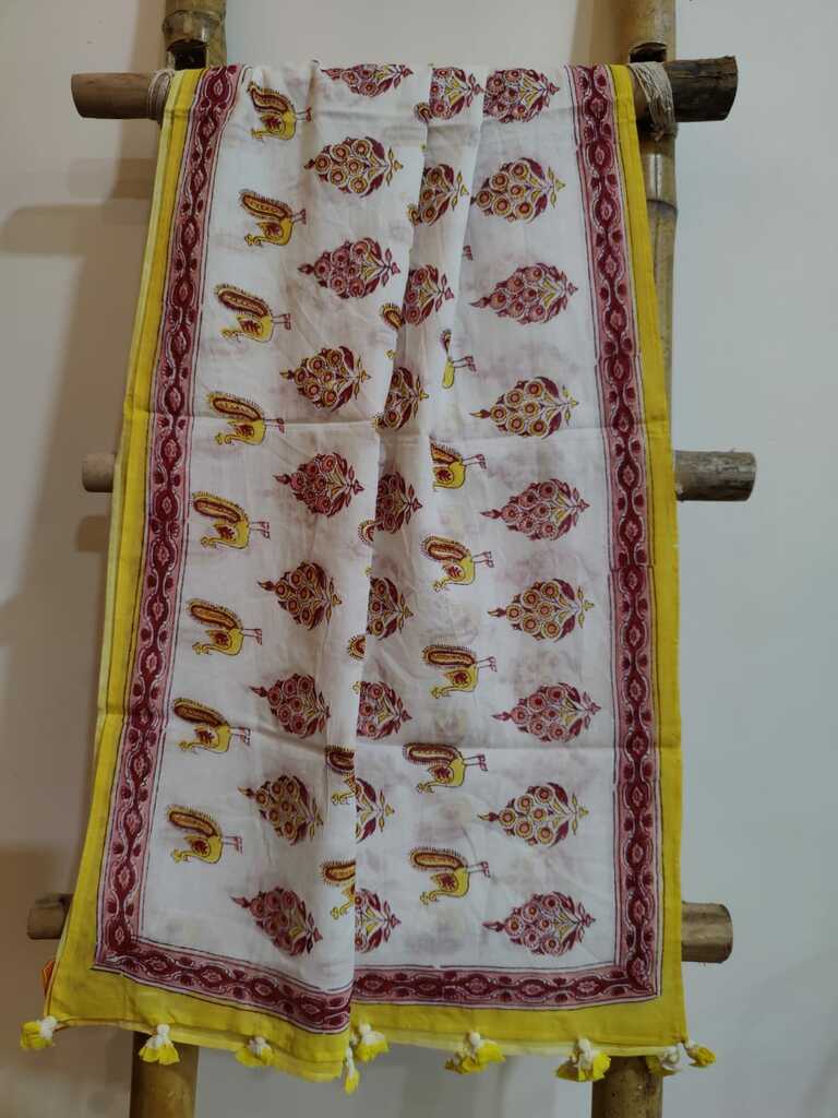 block print cotton stole - desi weaves